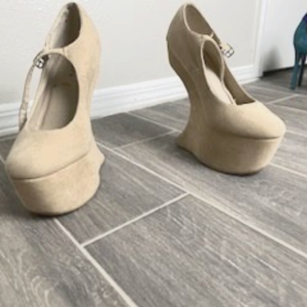 Cream Wedge Heel